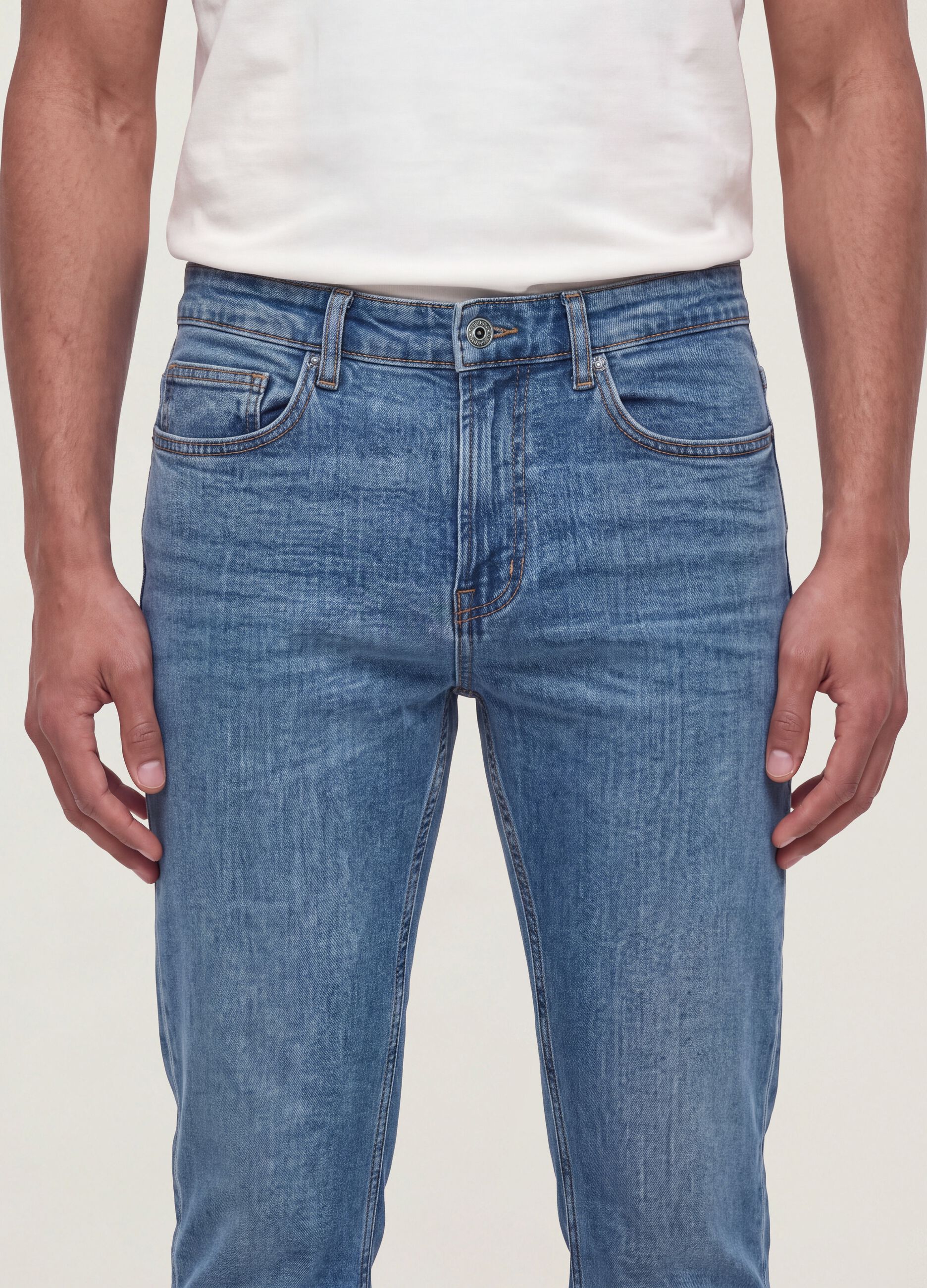 Cal&ccedil;as de ganga azuis slim fit em algod&atilde;o el&aacute;stico