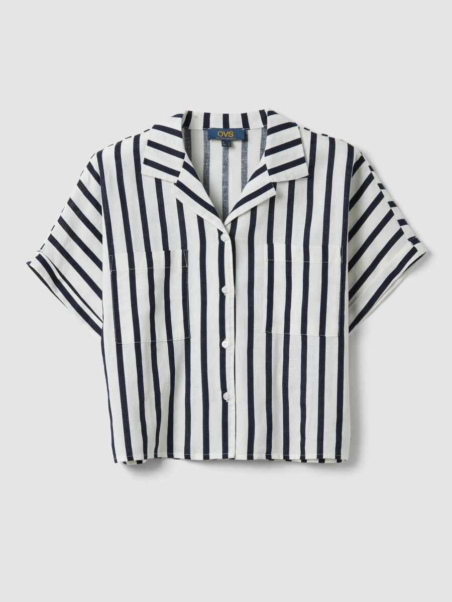 Multicolour striped regular-fit linen and viscose blend shirt_4