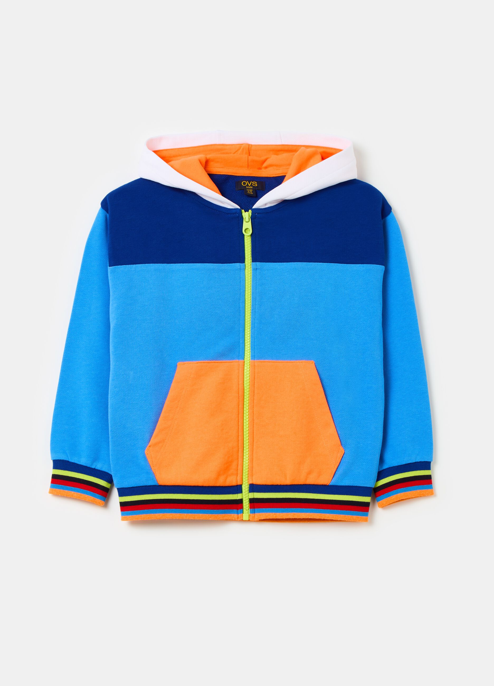 Full-zip colourblock sweatshirt with hood