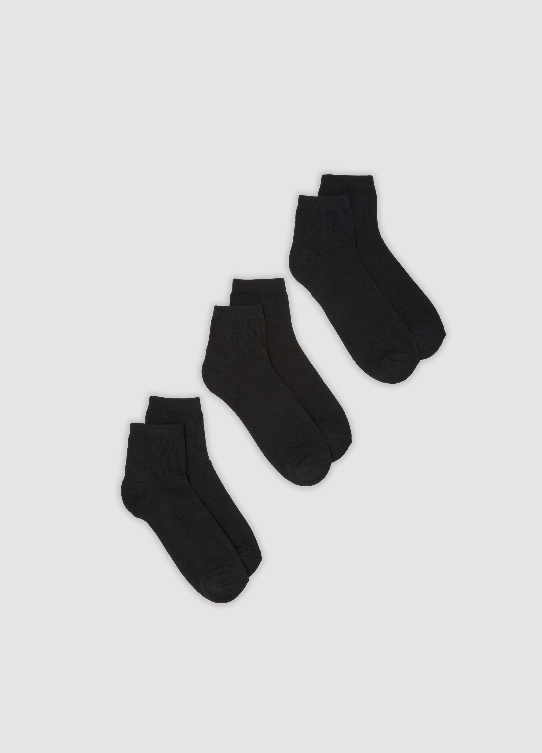 3er-Pack schwarze Sportsocken bis zum Kn&ouml;chel aus Bio-Baumwolle