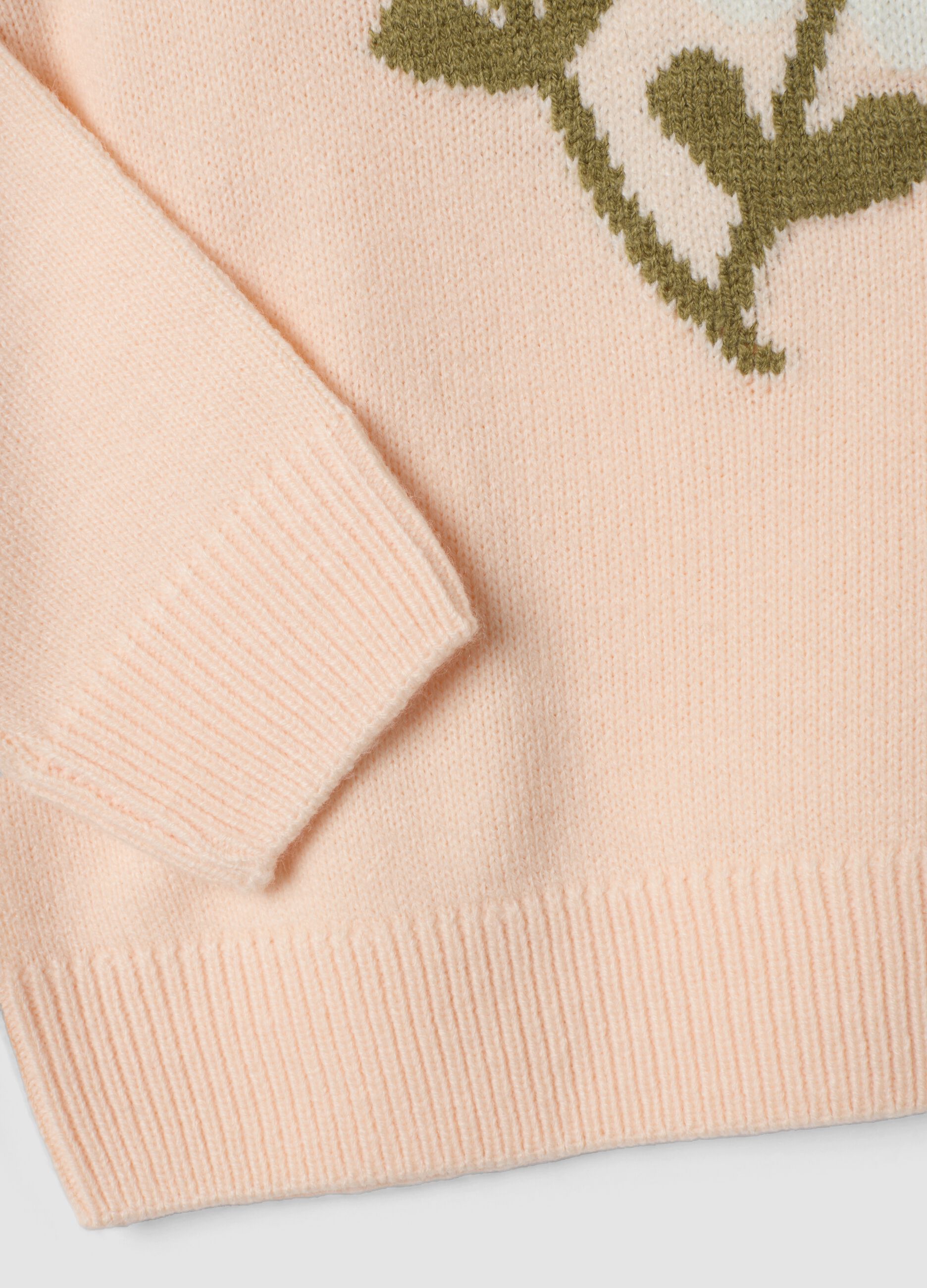Pink crew-neck top with floral print