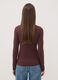 T-shirt marrone in viscosa elasticizzata con arricciatura frontale slim fit_3