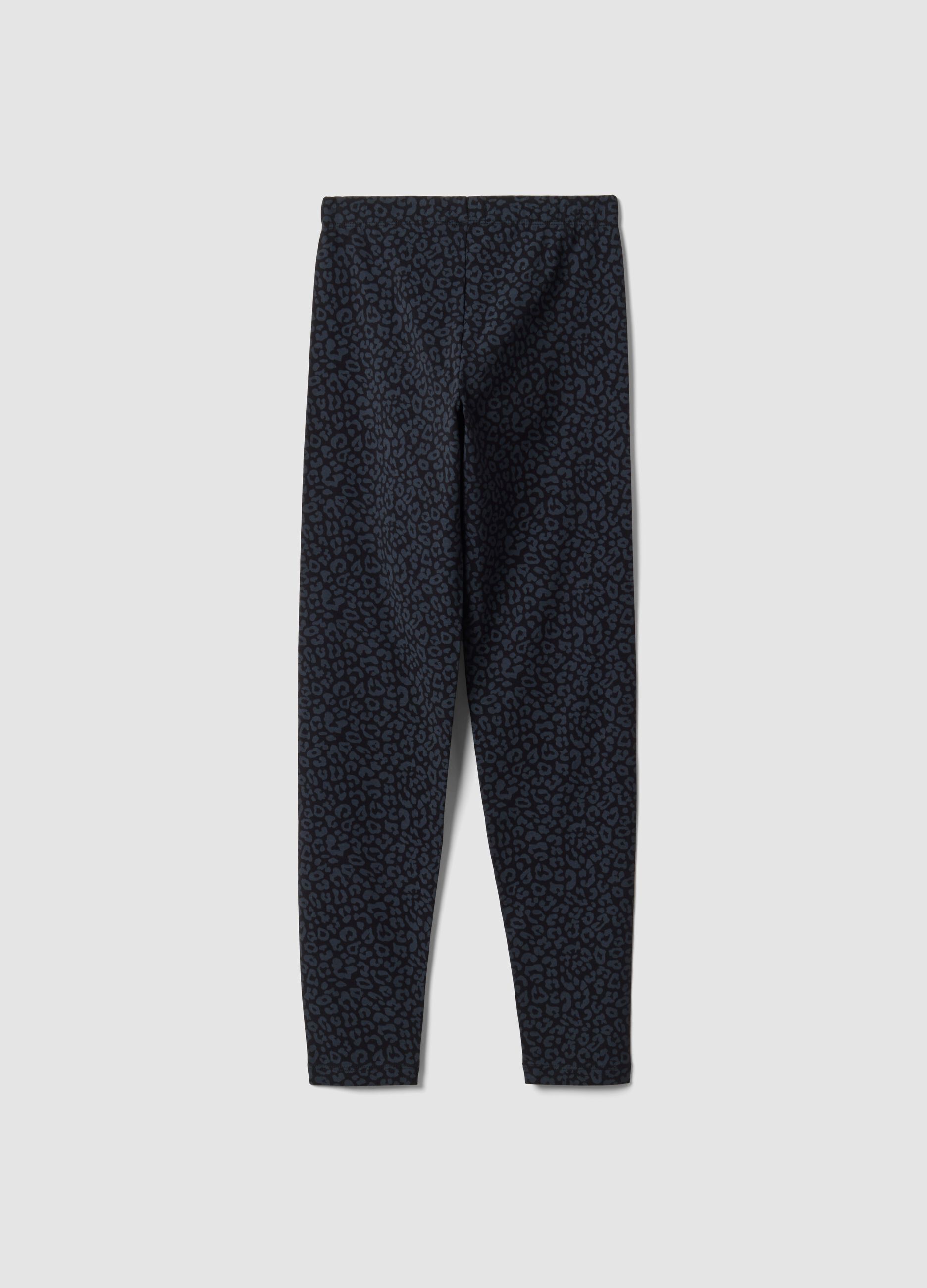 Girls&rsquo; black skinny-fit leggings in stretch organic cotton jersey