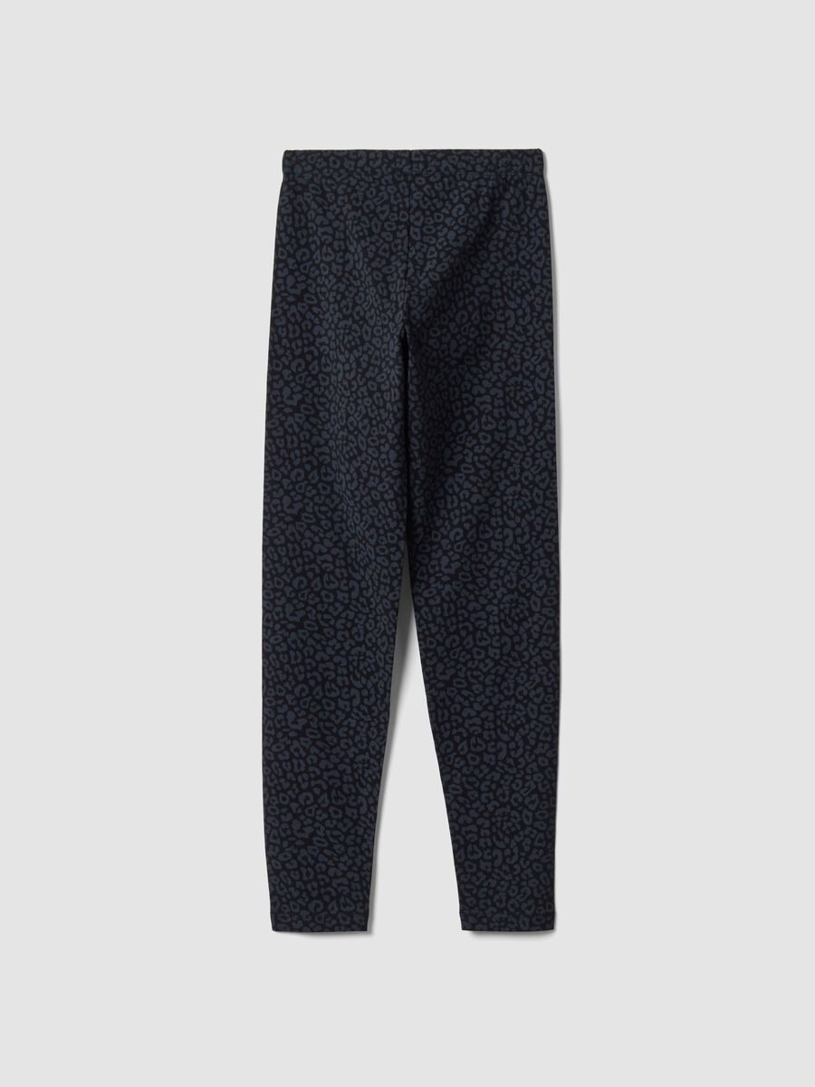 Leggings pretas skinny em jersey de algod&atilde;o org&acirc;nico el&aacute;stico para rapariga_4