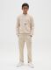 Boy's beige regular fit pure cotton joggers_0