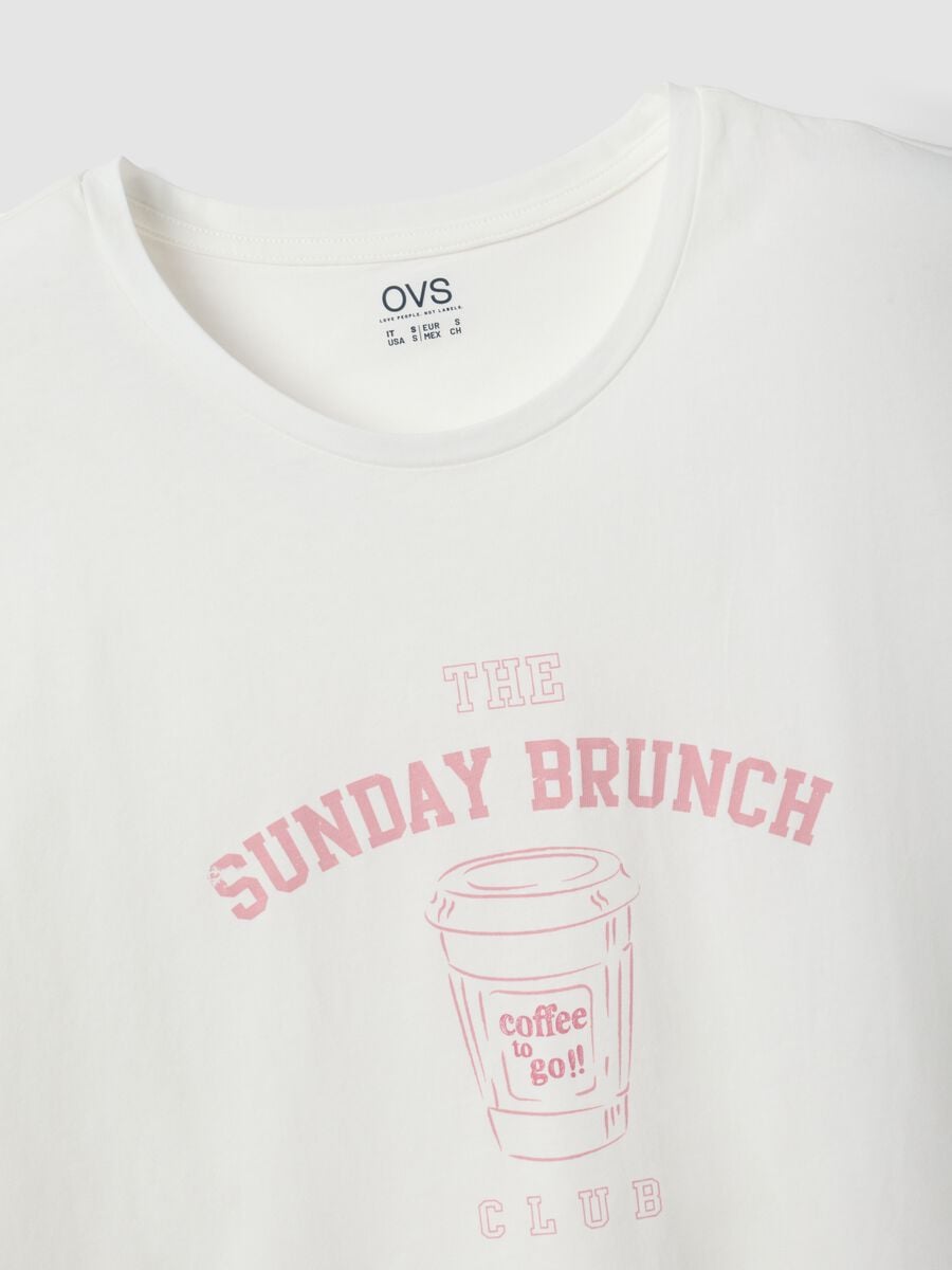 White organic cotton pyjama T-shirt with front slogan_5