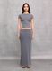 Vintage Grey Ribbed Long Skirt_0