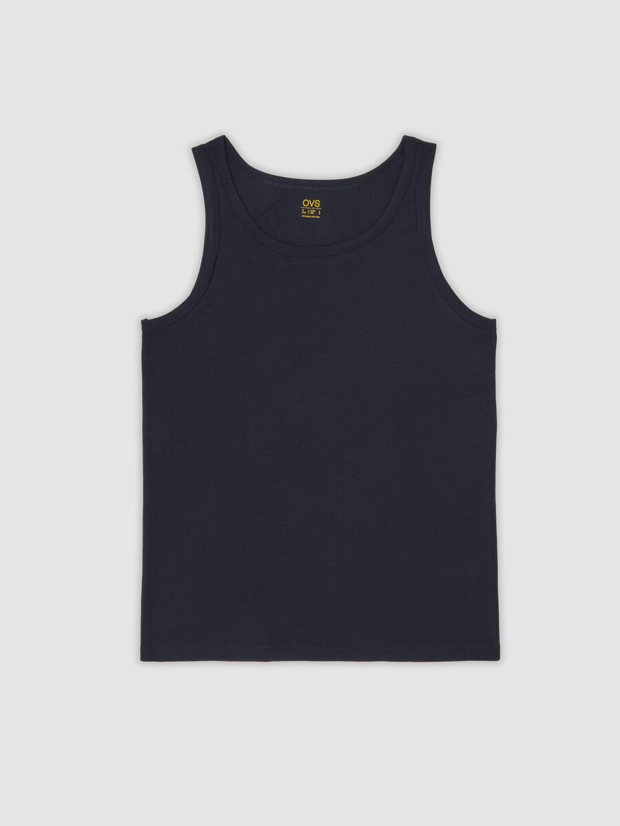Blue regular-fit vest in pure organic cotton_0