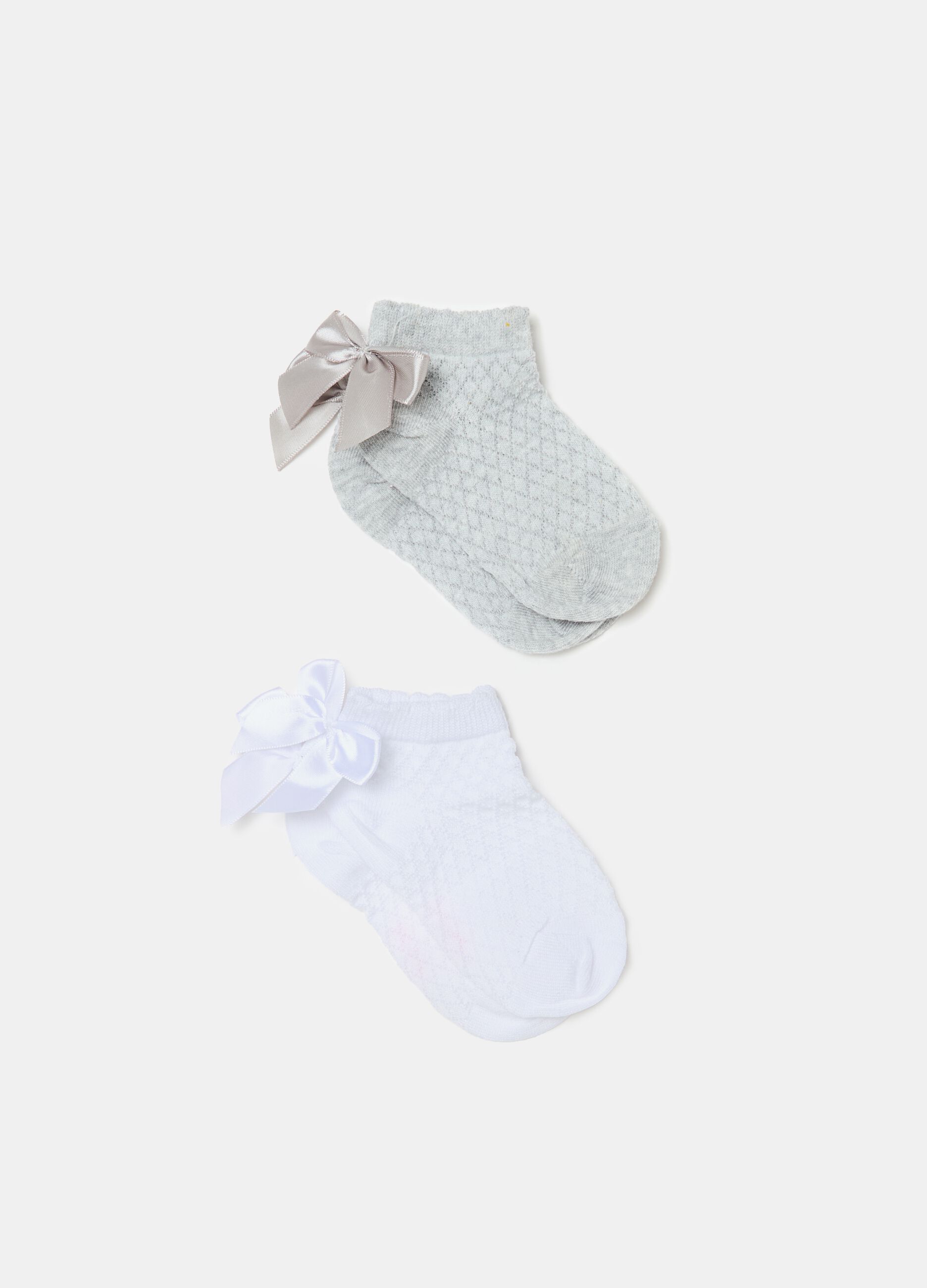 Two-pack socks in organic cotton with bow