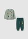 Regular fit green pure cotton sweatshirt and trousers set for boys_0