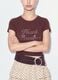 Braunes, figurbetontes T-Shirt aus Stretch-Baumwolle mit Strass-Applikationen_3