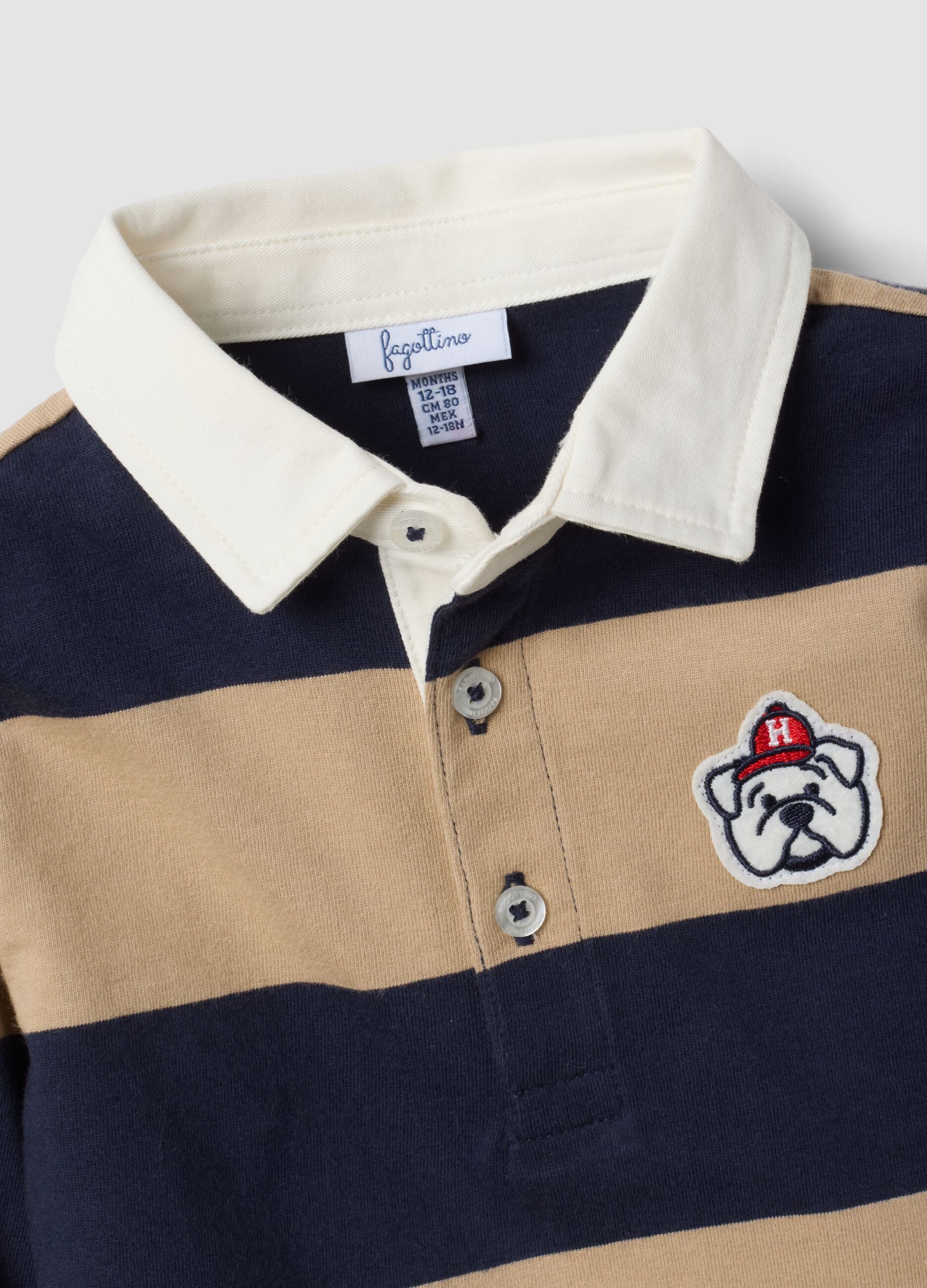 Blue striped polo shirt in pure organic cotton for baby boy