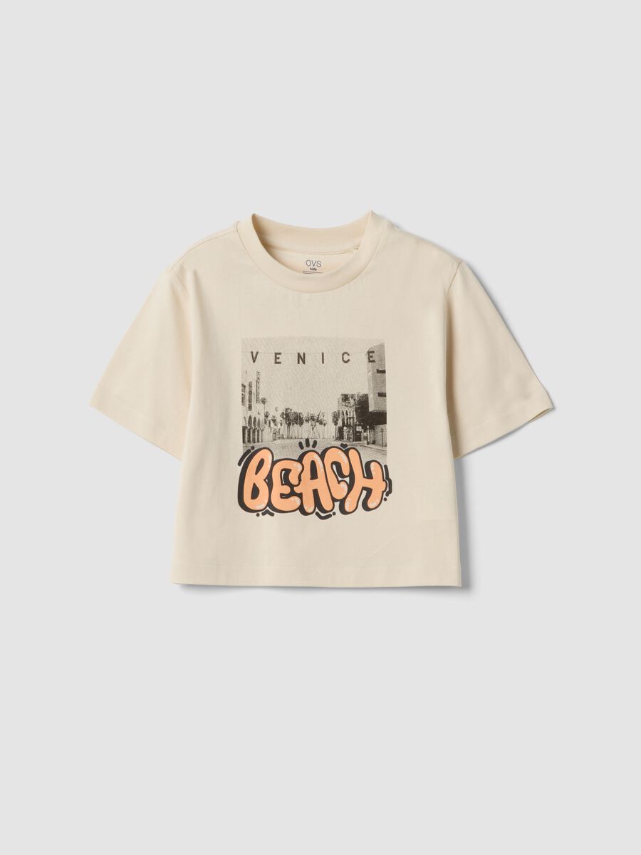 Beige organic cotton short-sleeve T-shirt_0