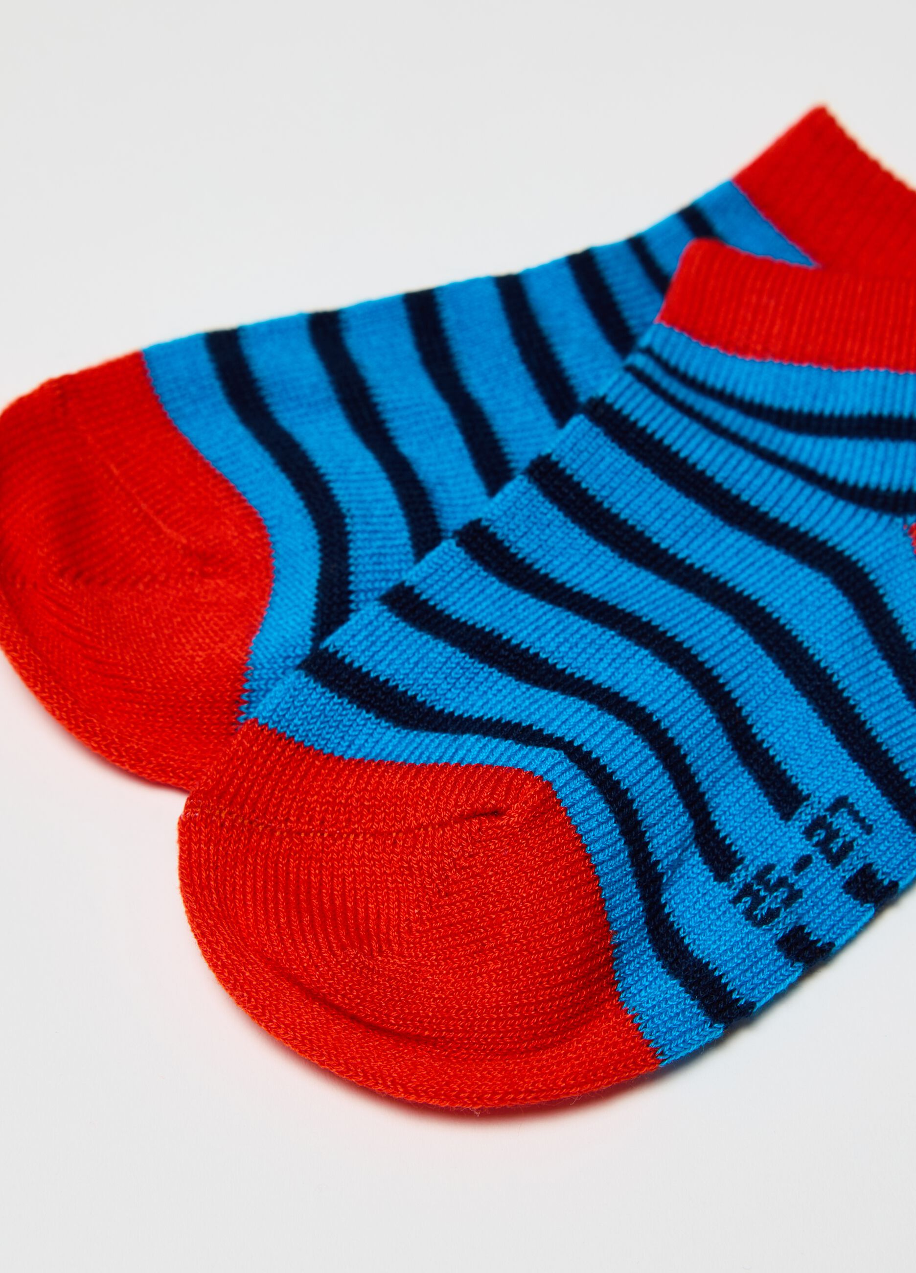 Seven-pair pack short striped socks