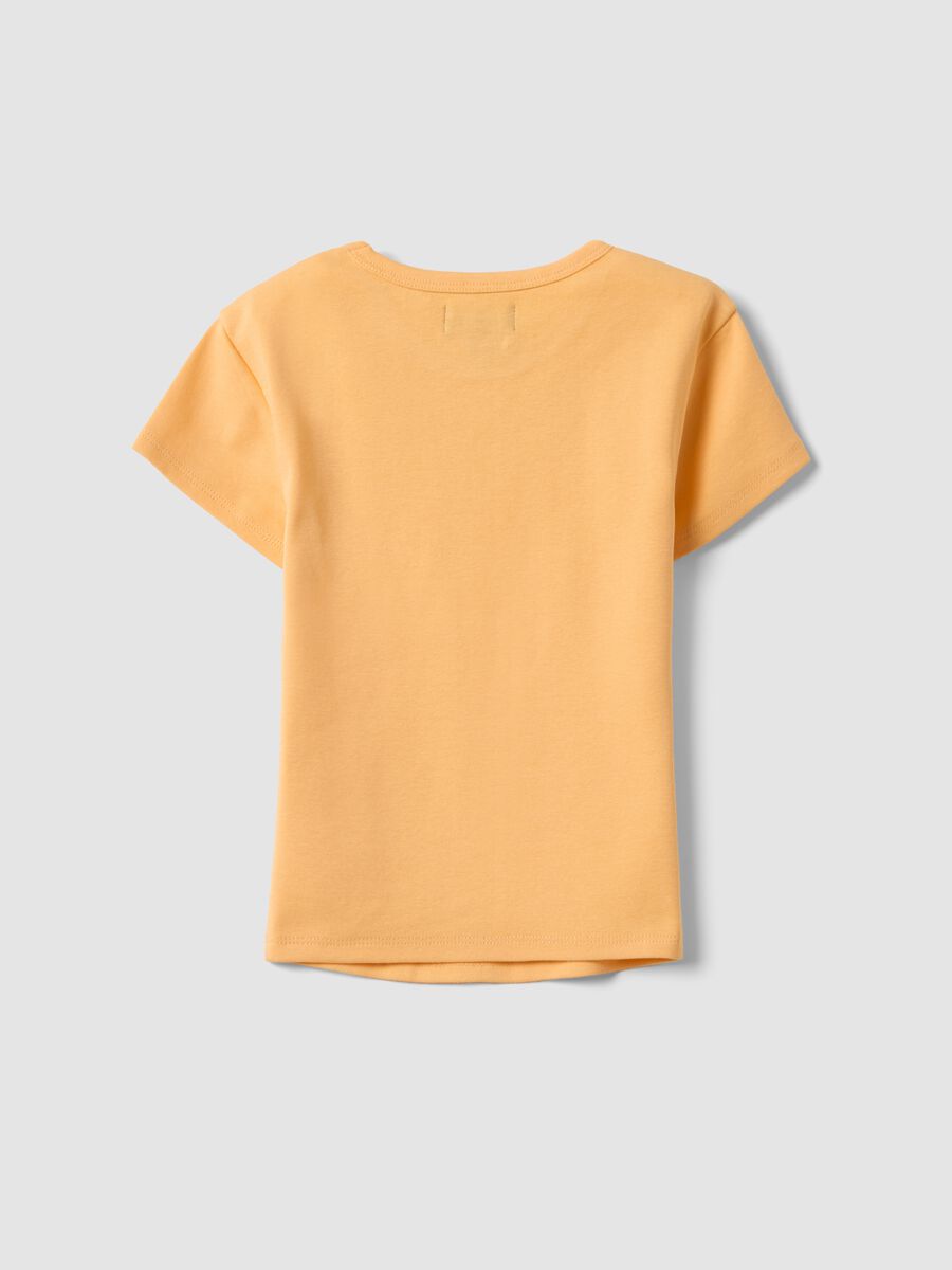 Girls' fitted orange stretch cotton T-shirt_4