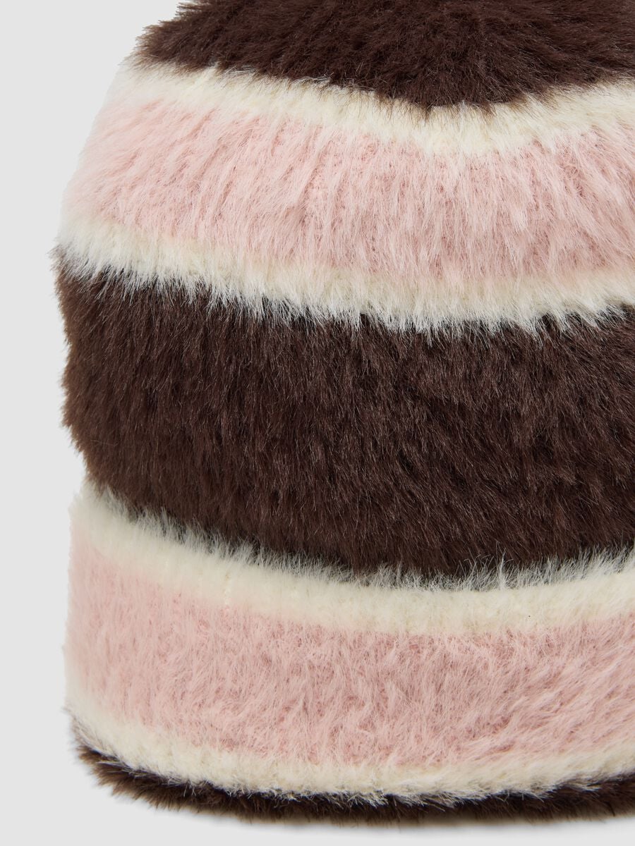 Brown and pink striped viscose-blend hat_2
