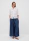 Wide-leg blue formal trousers in pure lyocell with embroidered waistband_0