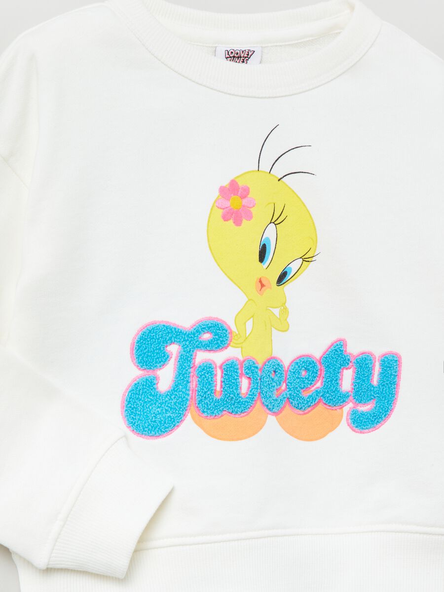 Sweatshirt with embroidery and Looney Tunes Tweety print_2
