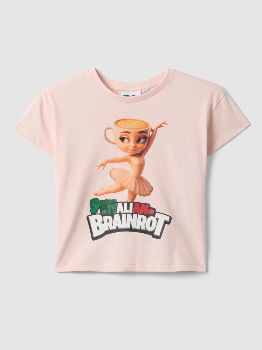 Girl's regular fit pink pure cotton t-shirt with print_0