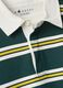 Green and yellow pure cotton striped polo shirt, regular fit_1