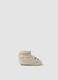 Grey pure cotton knitted booties with turn-up cuff_0