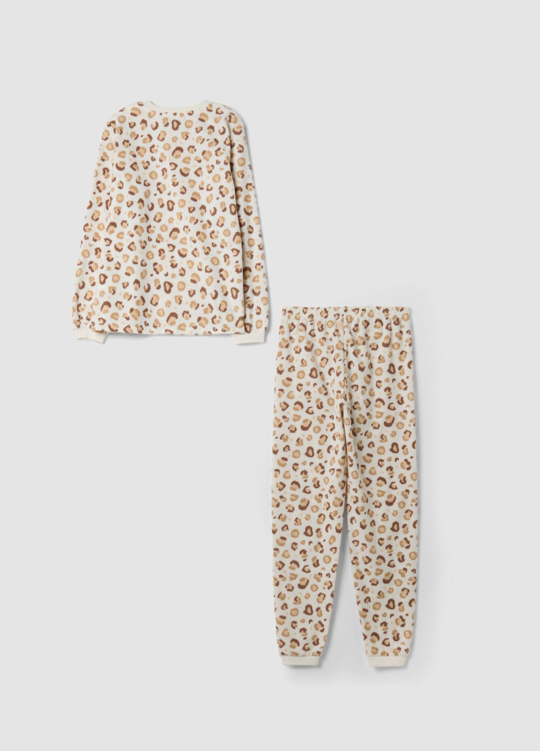 White animal-print crew-neck pyjamas