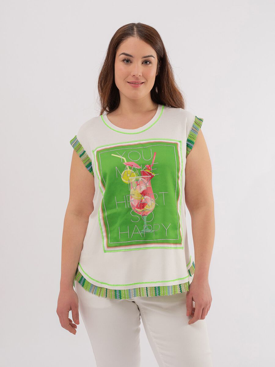 Curvy T-shirt with cocktail print_1