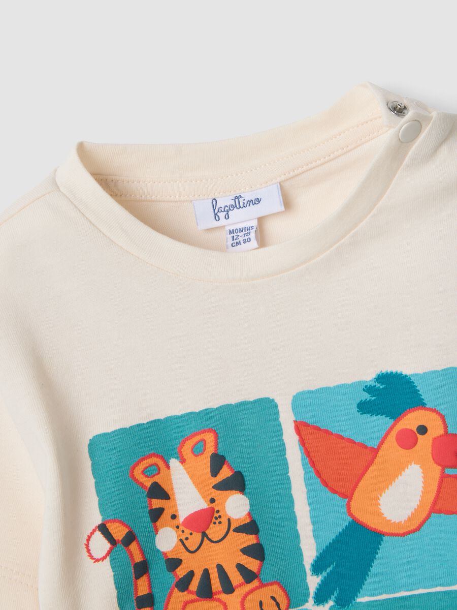 Beige pure cotton T-shirt and shorts set for baby boy, regular fit_2
