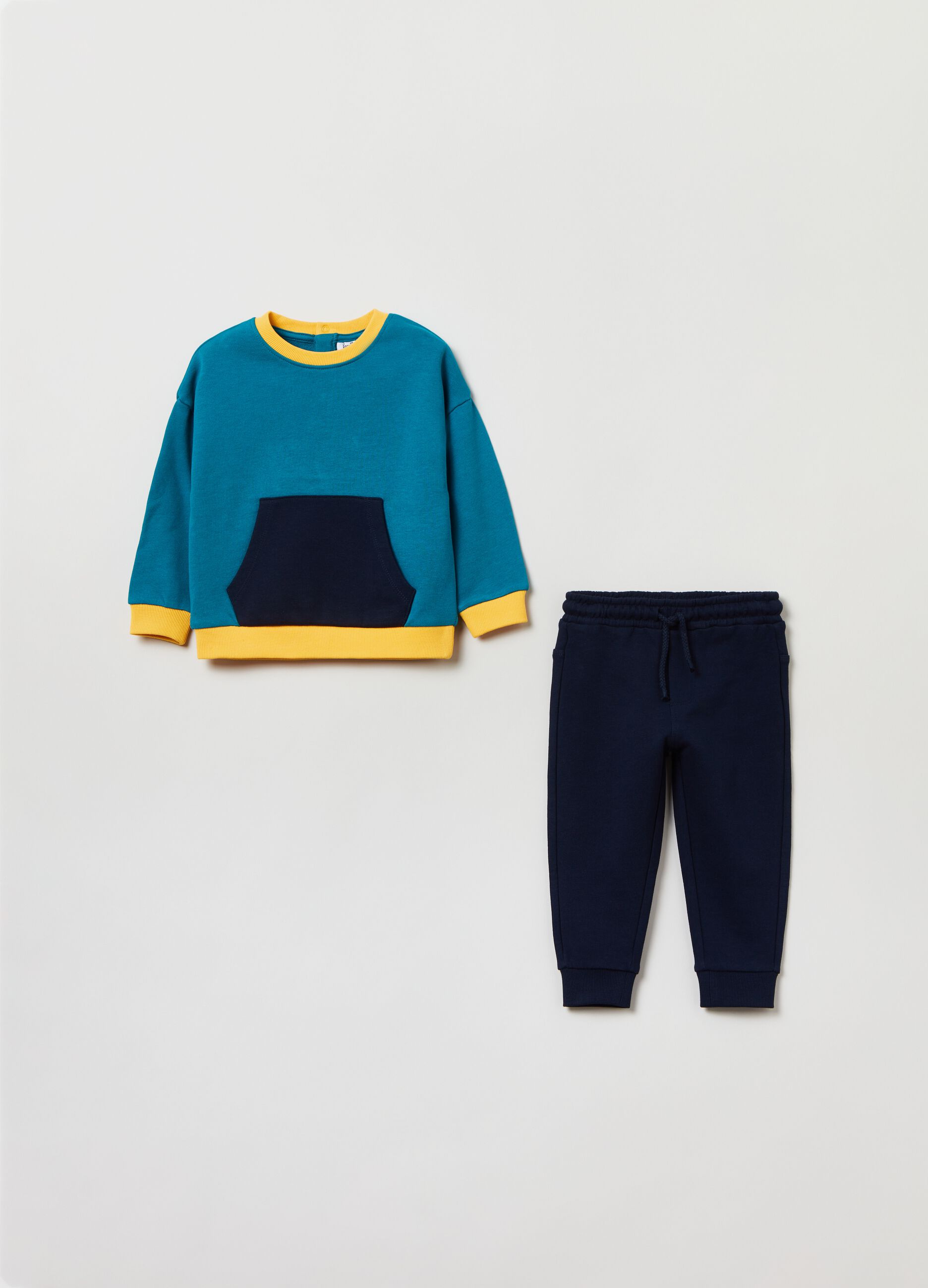 Colourblock jogging set in French terry_0