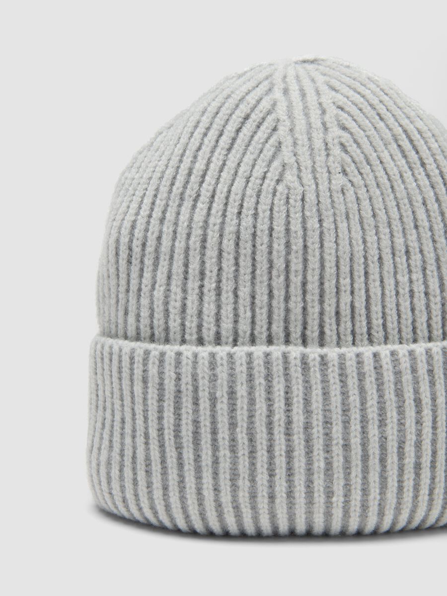 Light grey ribbed jersey knit beanie_2