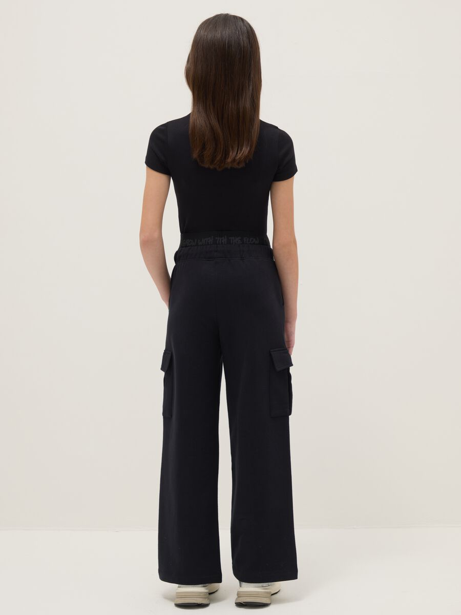 Girls' black pure cotton relaxed fit trousers_1