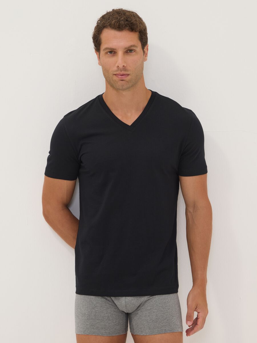 3er-Pack blaue T-Shirts aus Bio-Baumwolle mit V-Ausschnitt_1