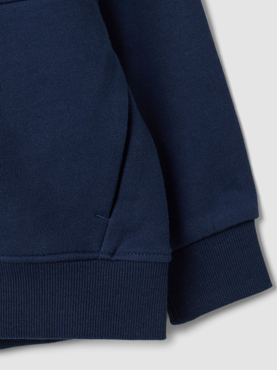 Blue hooded sweatshirt in pure organic cotton, oversized fit, for boys_2