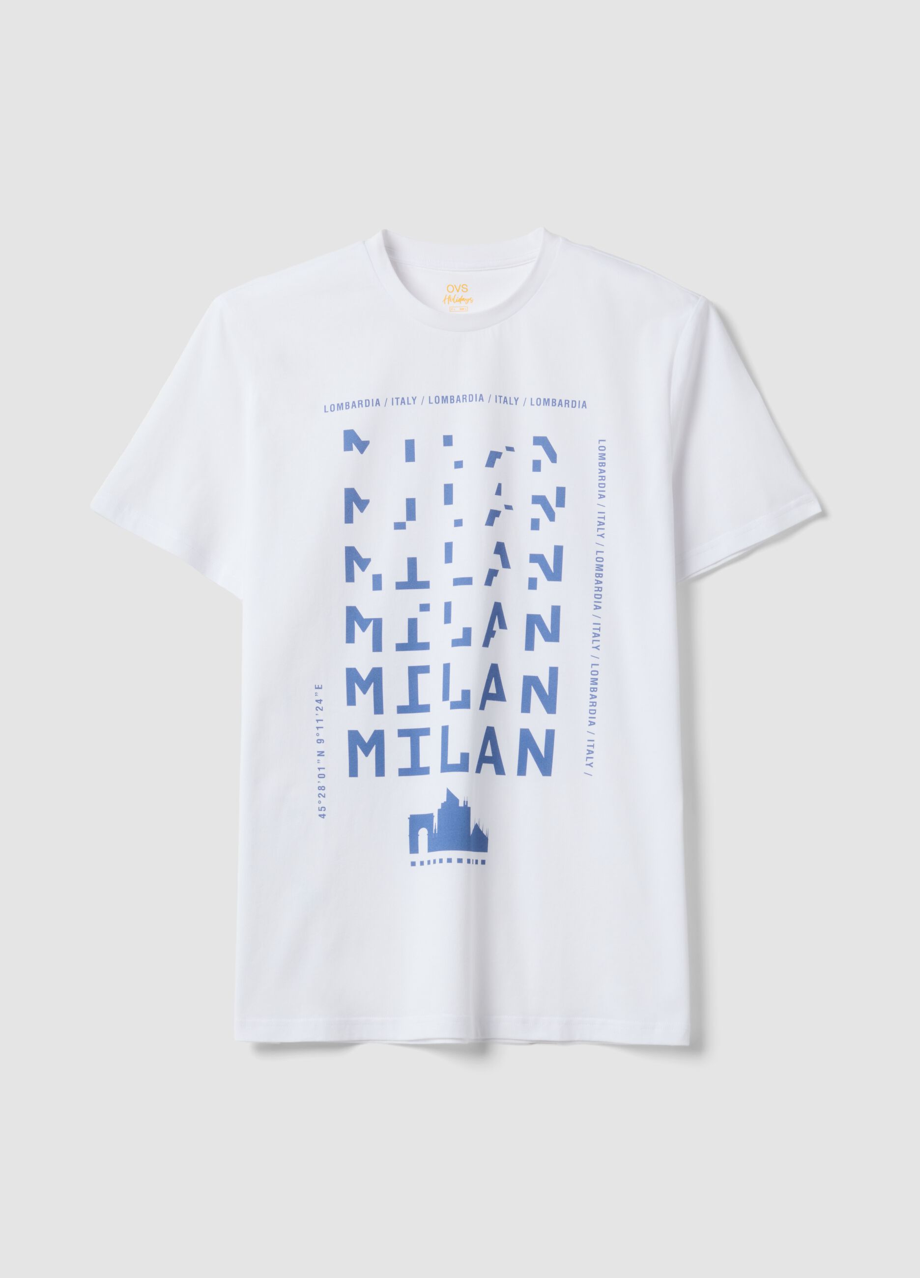 Wei&szlig;es T-Shirt aus reiner Baumwolle mit Print, Regular Fit