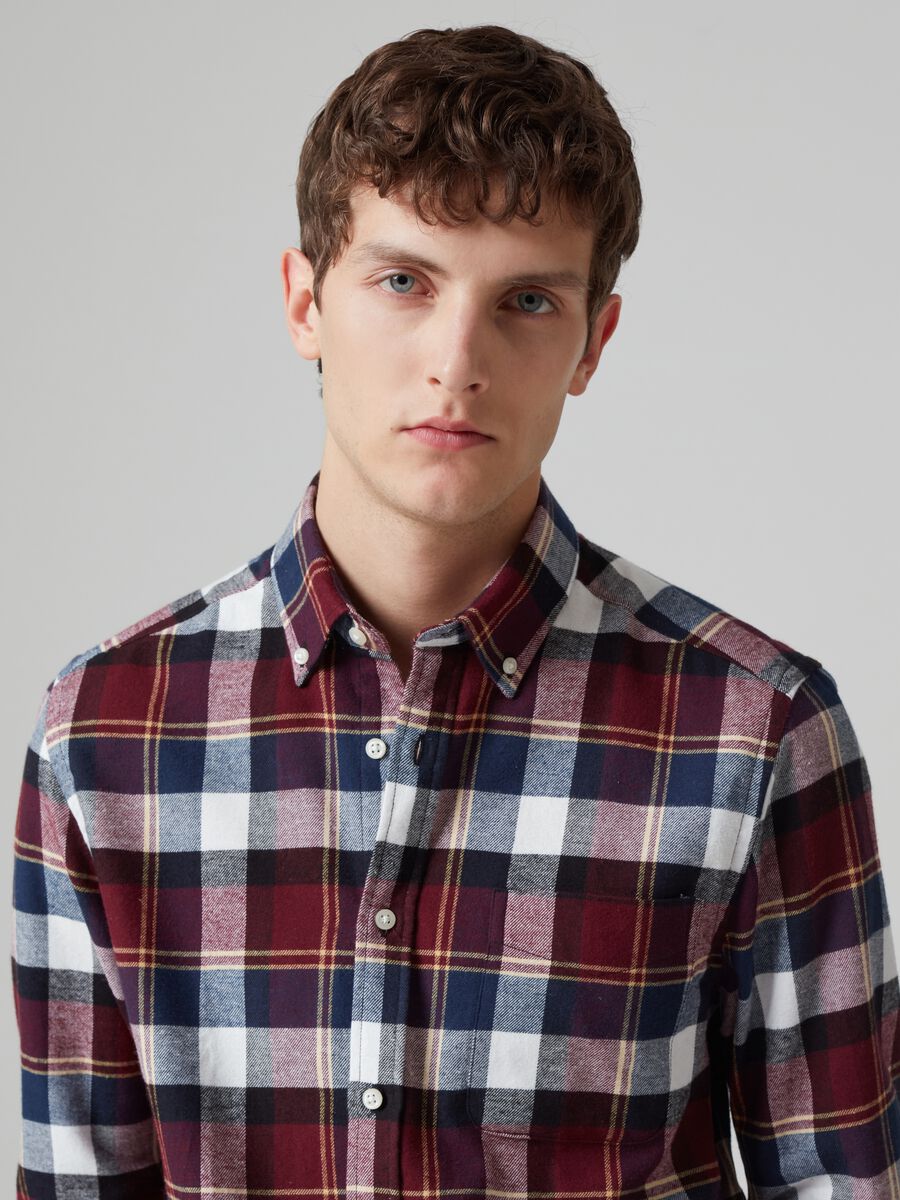 Check flannel shirt with pocket_1