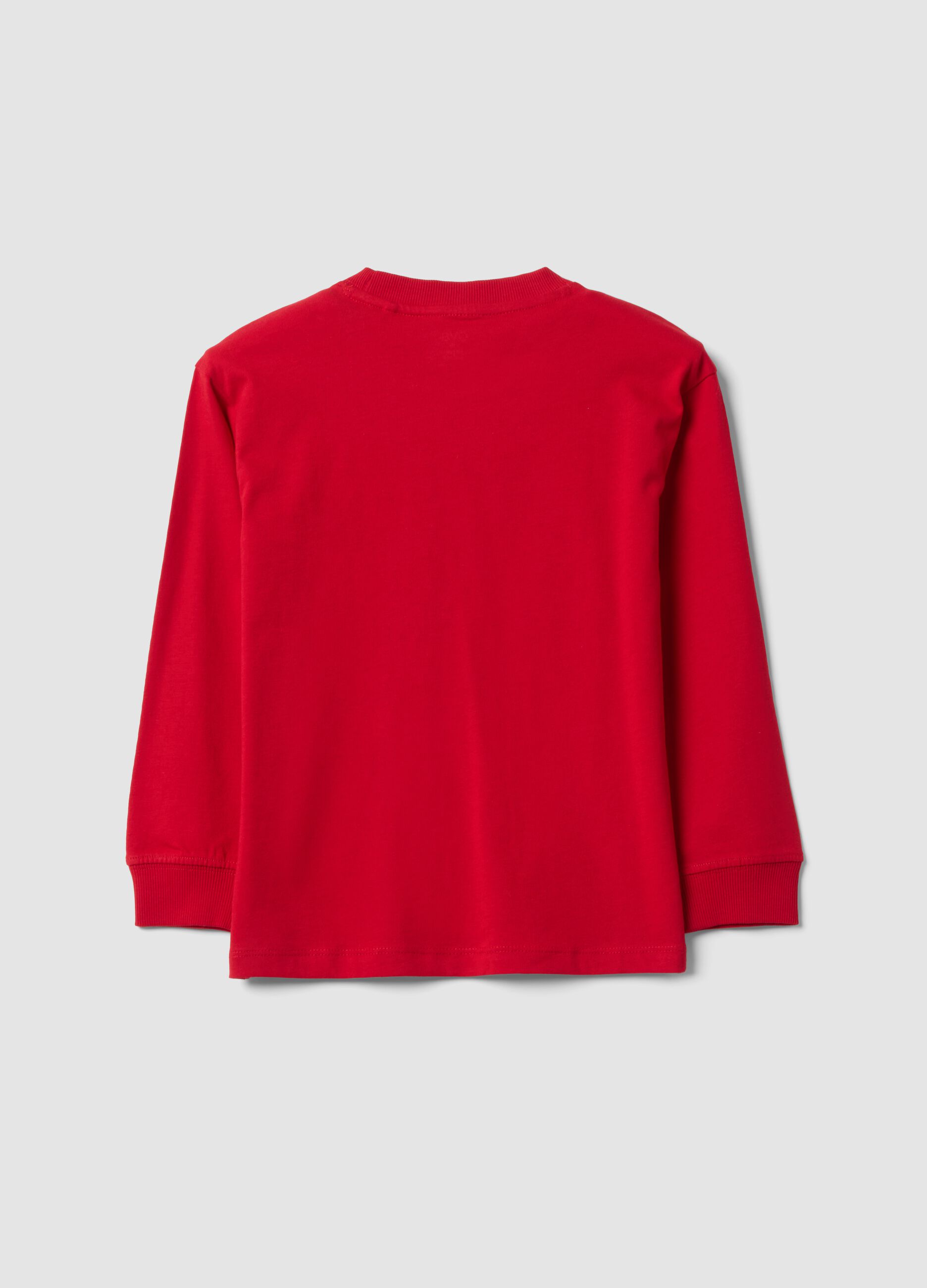 T-shirt rossa in puro cotone con girocollo e stampa Top Speed