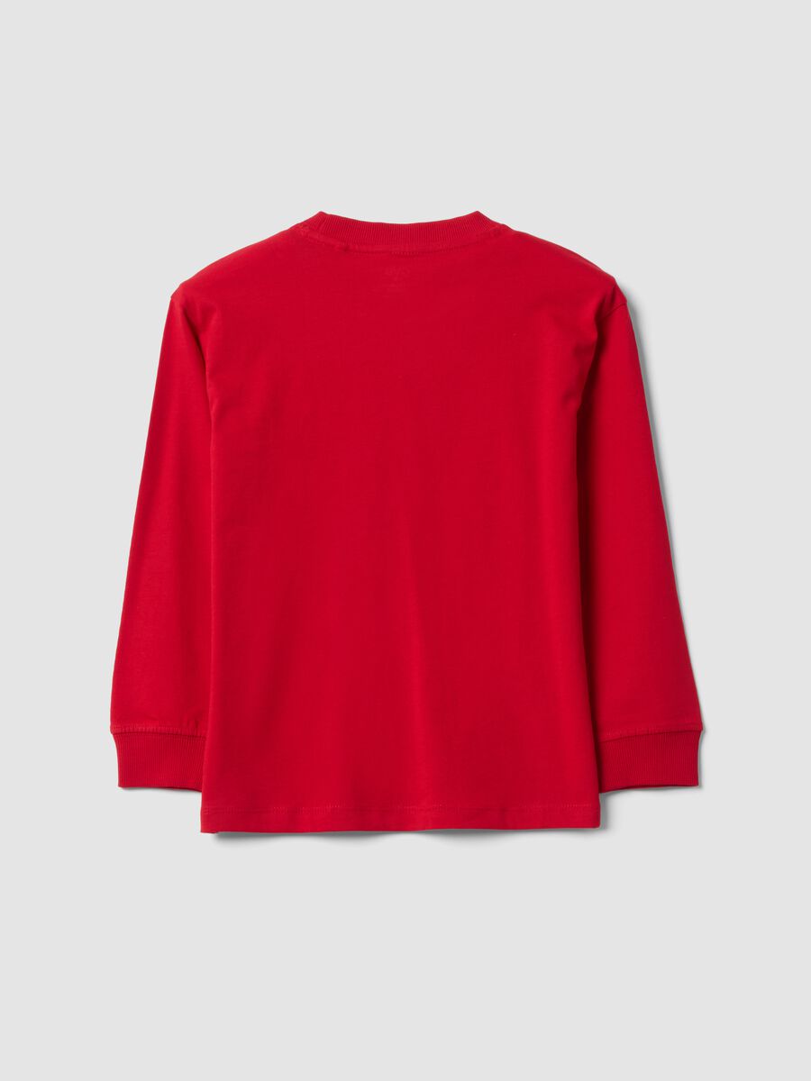 T-shirt rossa in puro cotone con girocollo e stampa Top Speed_1