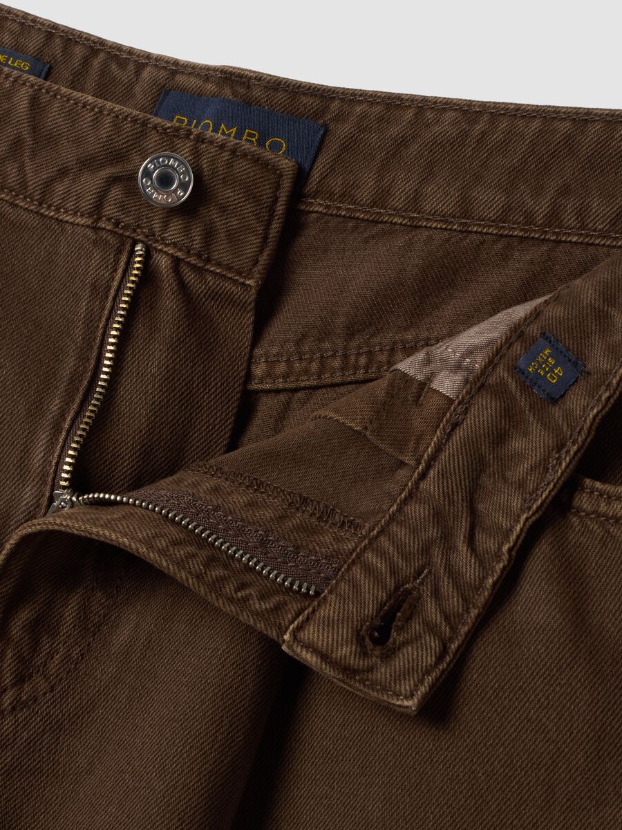 High-waisted wide-leg brown jeans in pure cotton_1