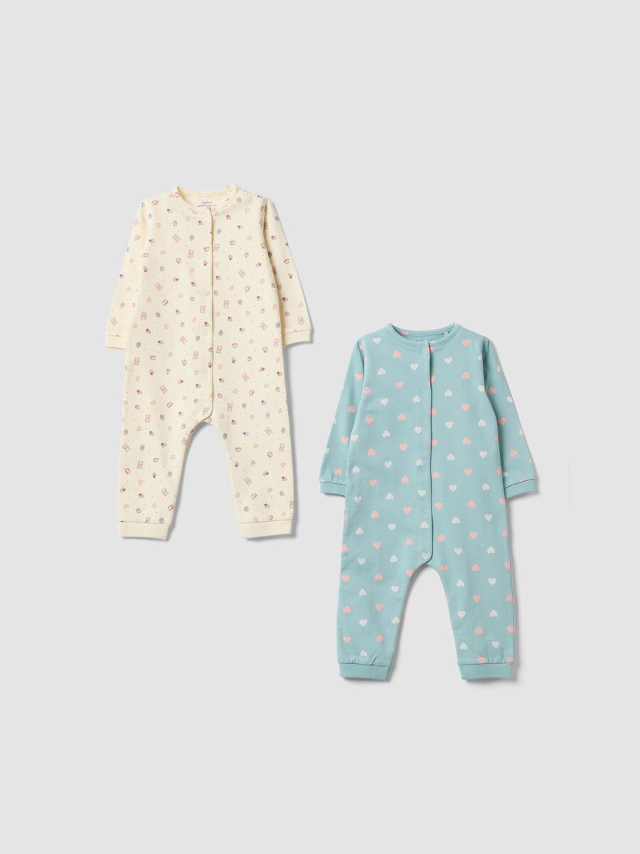 2-pack blue and white organic cotton sleepsuits for baby girl_0
