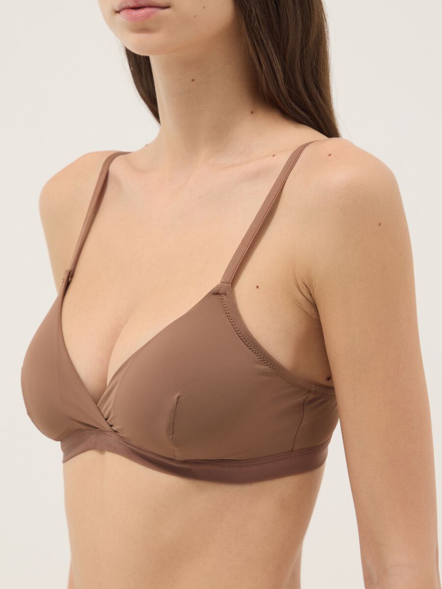 Beige triangle bra with removable padding in stretch fabric_3