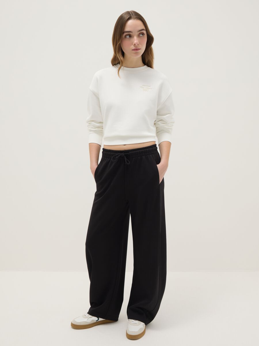 Baggy trousers in stretch cotton black_0