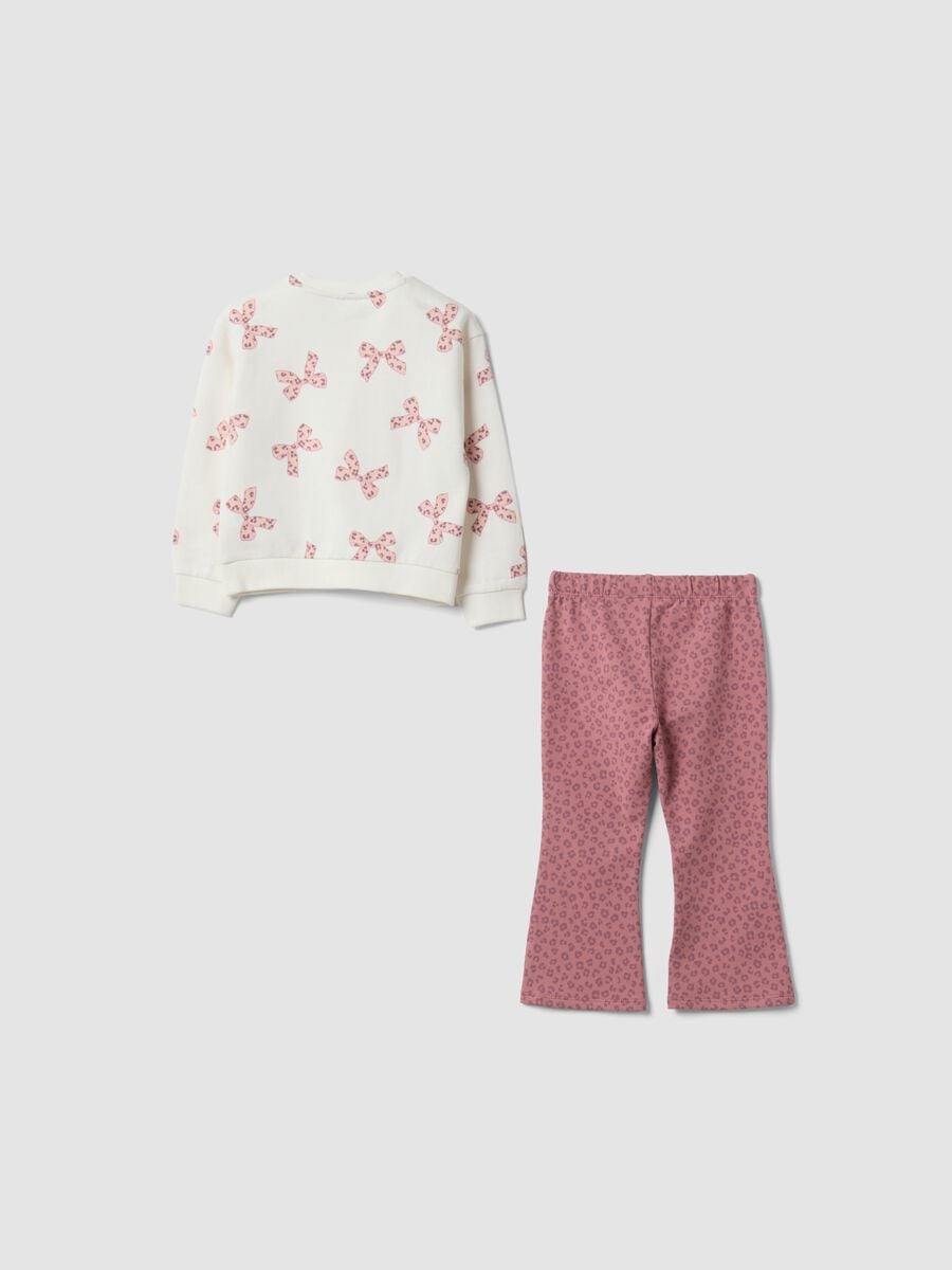 White and pink pure cotton sweatshirt and trousers set for baby girl_1
