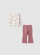 White and pink pure cotton sweatshirt and trousers set for baby girl_1