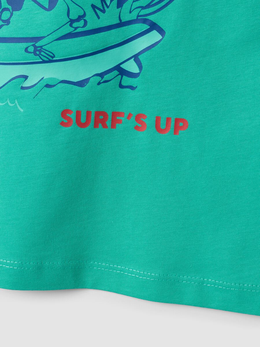 Green pure cotton vest top with surf print_3
