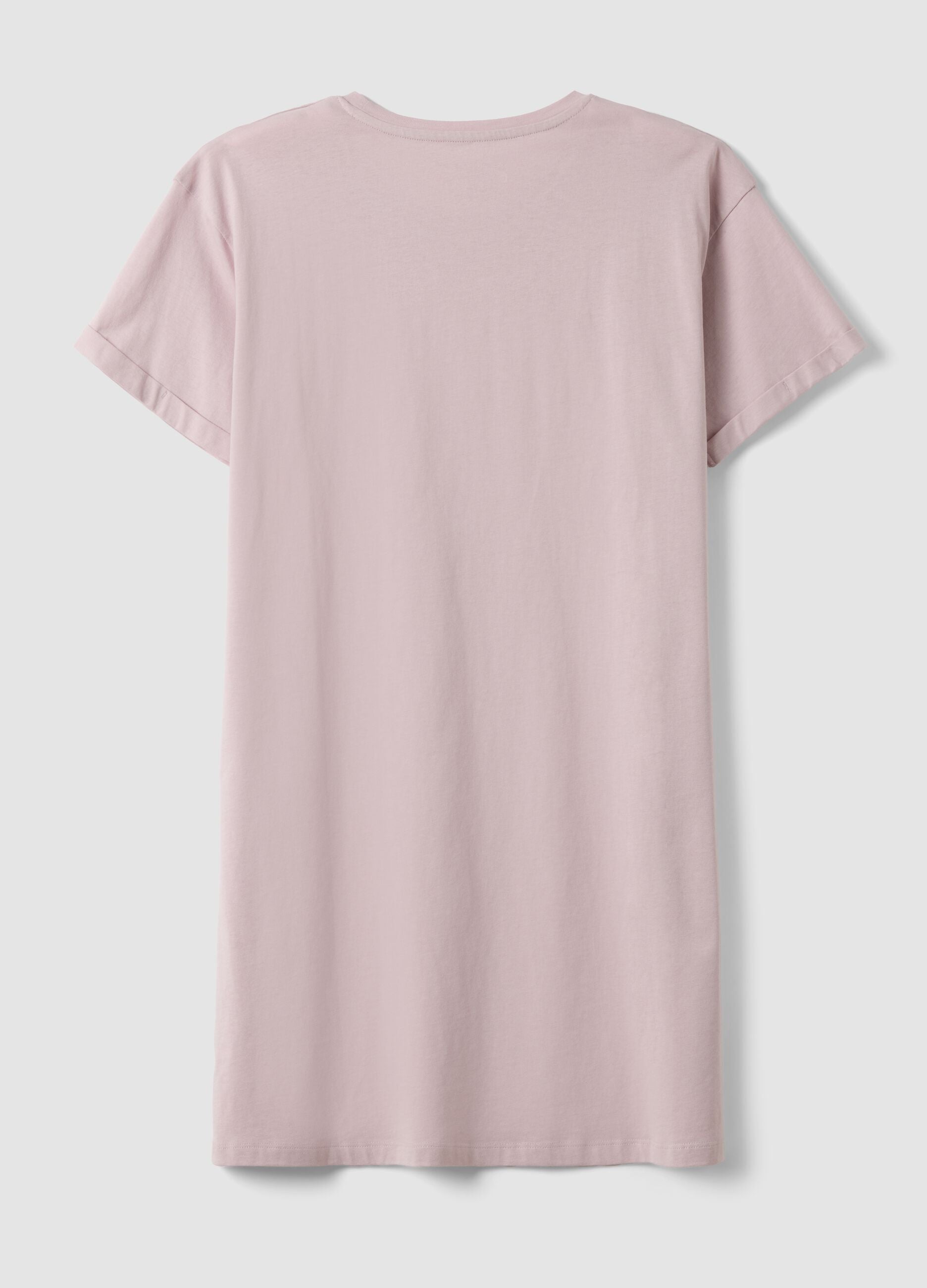 Camicia da notte rosa in puro cotone organico a girocollo con scritte frontali