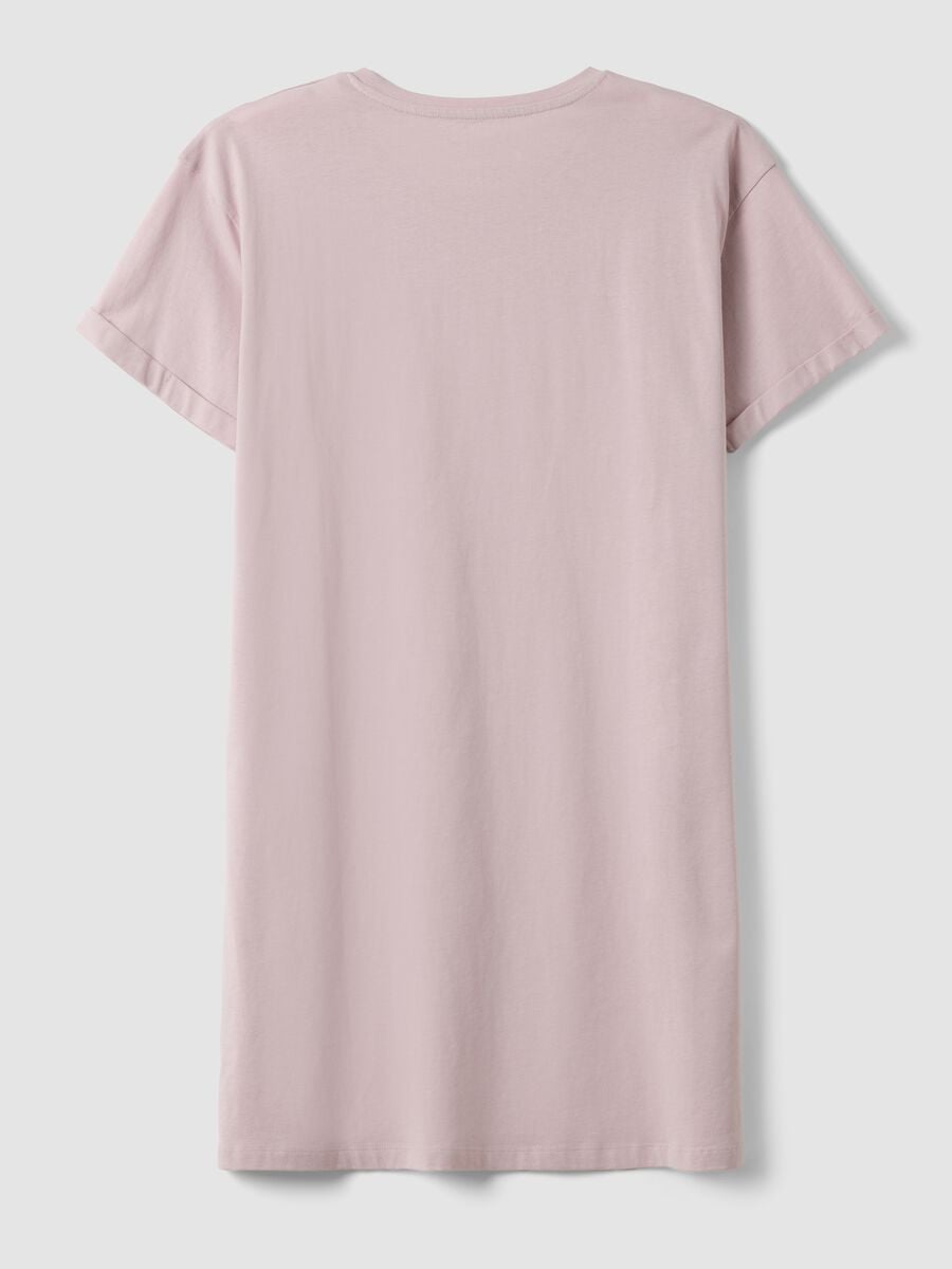 Camicia da notte rosa in puro cotone organico a girocollo con scritte frontali_6