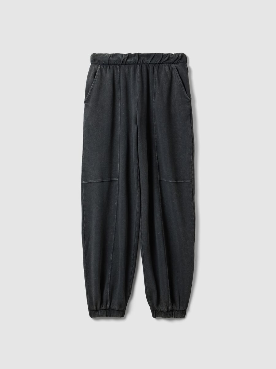 Girls' Oversized Fit Grey Pure Cotton Jogger Trousers_3