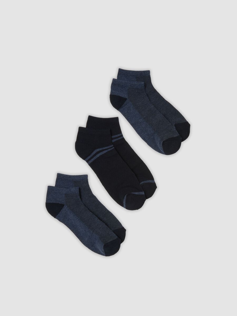 3-pack of blue ankle sports socks in stretch organic cotton_0