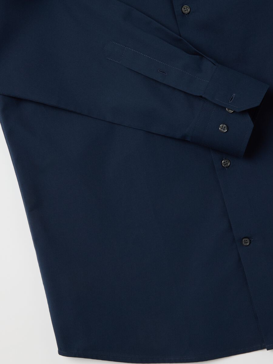 Men's blue pure cotton shirt, regular fit, easy iron_5