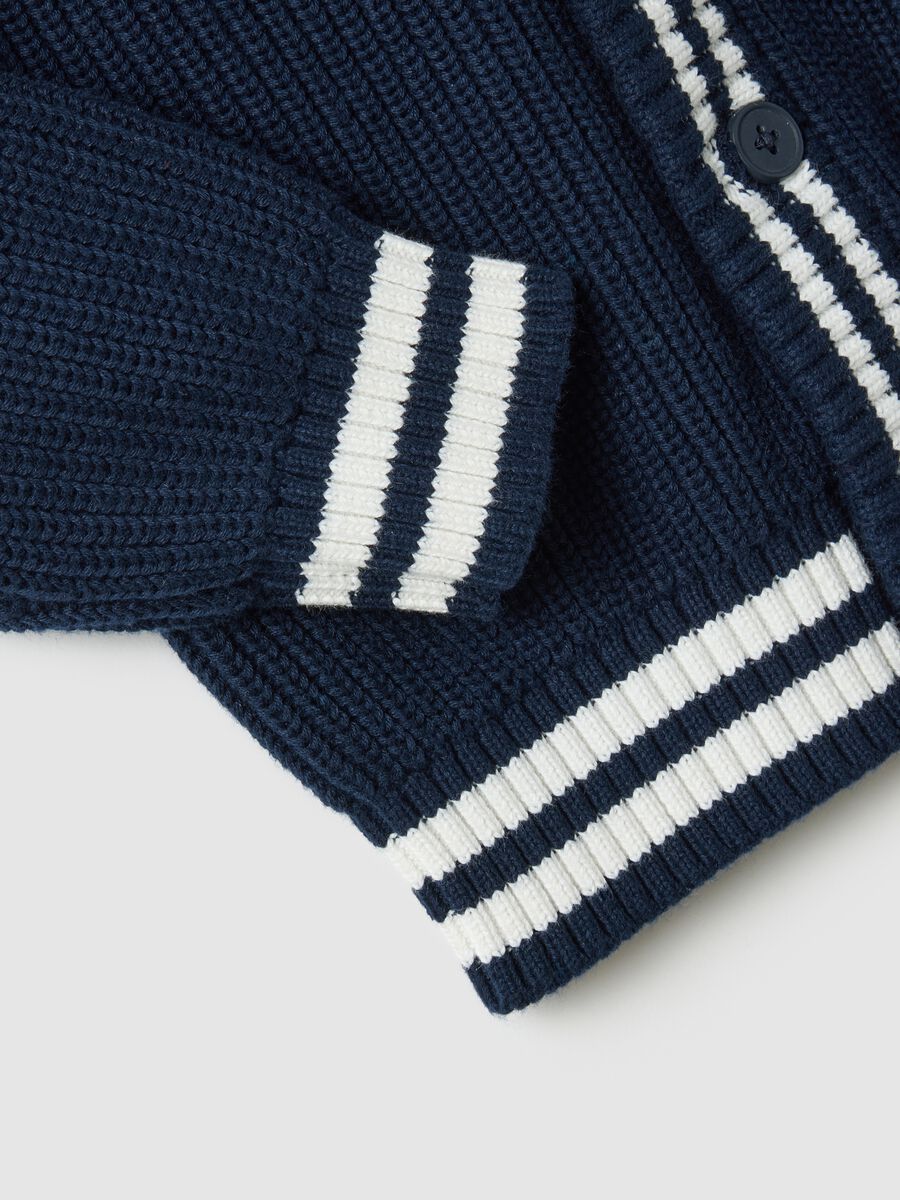 Blue pure cotton regular fit cardigan for boys_3